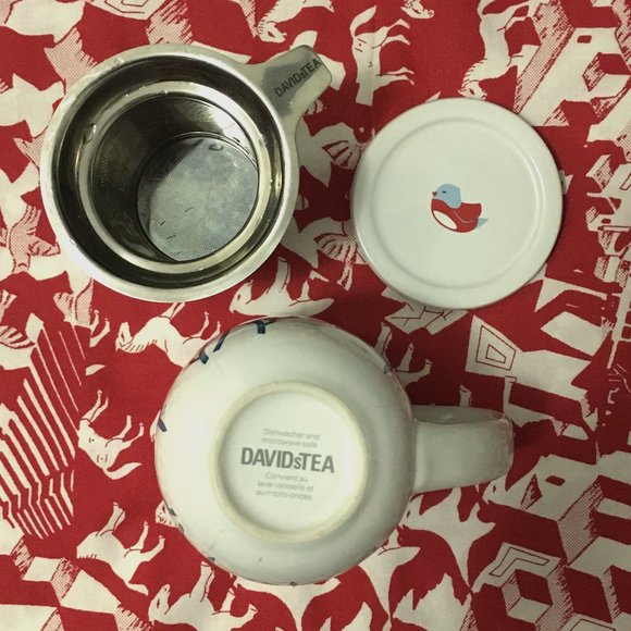 David's Tea Retired White Berries Bird Nordic Mug with Infuser and Lid 2014 - Picture 5 of 11